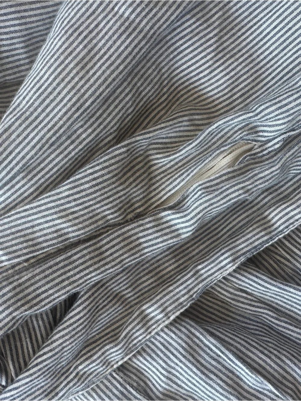 Merona Light Gray Pinstripe A-Line Skirt with White Lace Hem